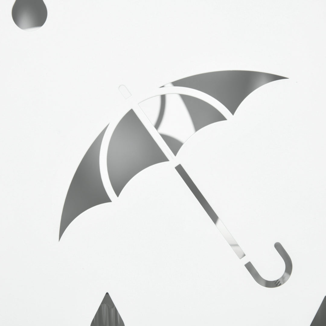 Paraplystativ, 4 kroge, drypbakke, stål, hvid