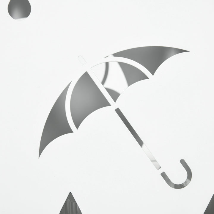 Paraplystativ, 4 kroge, drypbakke, stål, hvid