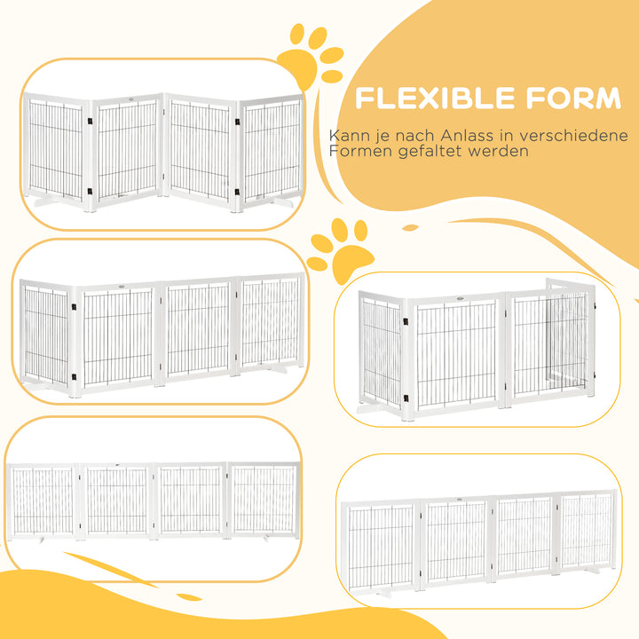 Hundegitter træ hundegitter sikkerhedslåge tovejs foldbart stål hvid 305 x 35,5 x 82 cm