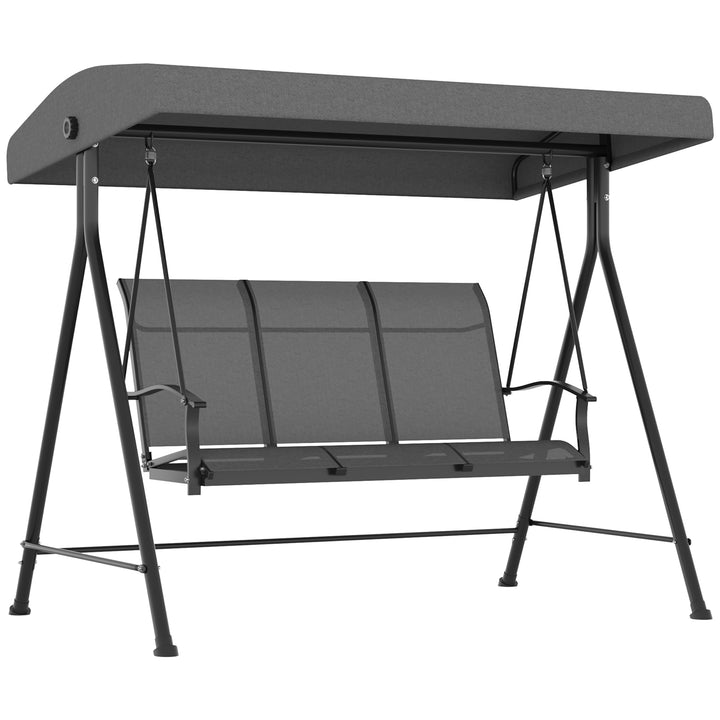3-personers Hollywood gyngestol, justerbar solsejl, op til 240 kg, mørkegrå, 200 x 133 x 176 cm