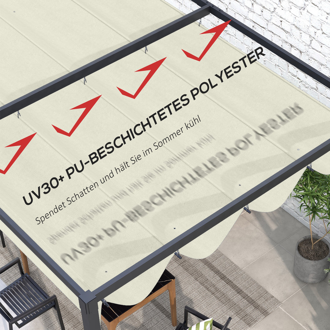 Reservetag til 2,85 x 2 m havepavillon, udtrækkelig, nem montering, polyester, cremehvid