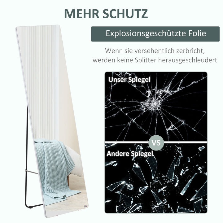 Stående spejl vægspejl fuld figurspejl, aluminium, 45 cm x 37 cm x 158,5 cm, sølv