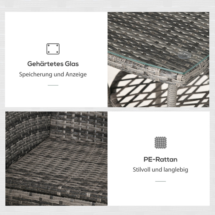 Balkonmøbelsæt til 2 personer, rattan havesæt, polyrattan, mørkegrå