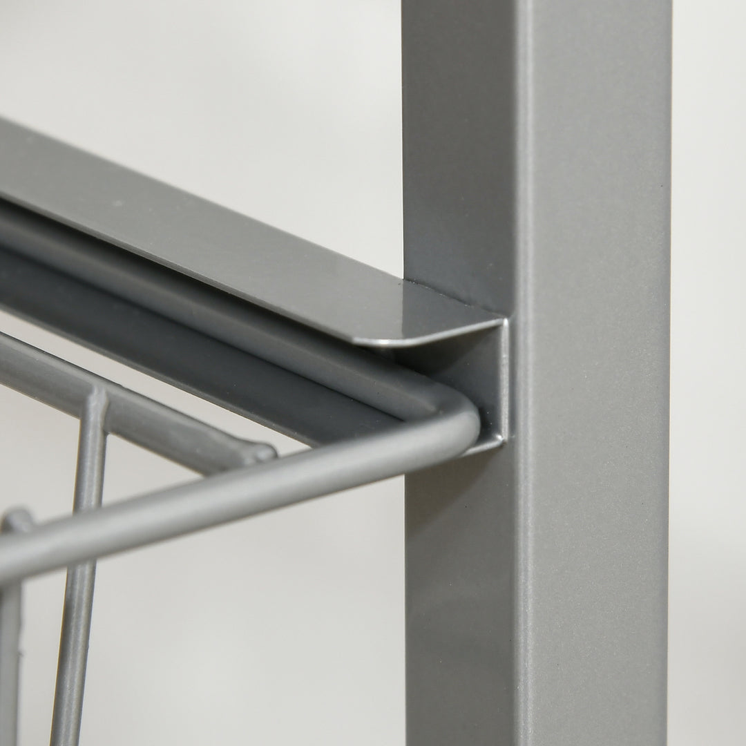 Køkkenvogn med 4 niveauer køkkenhylde med metalkurve, utility-vogn på hjul, opbevaringsvogn til køkken, badeværelse, kontor, stue, sølv