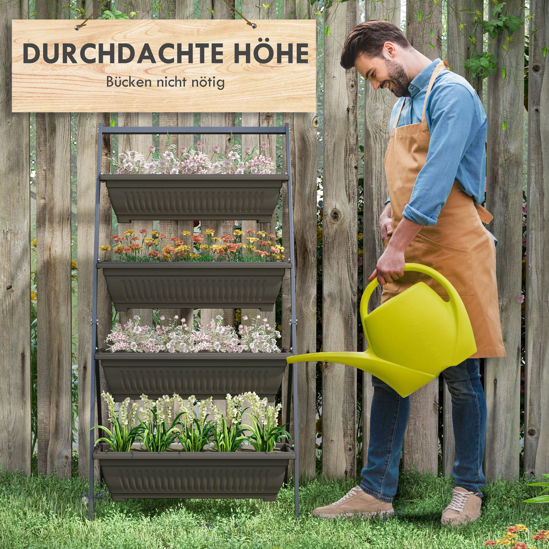 Plantestativ, blomsterstativ, plantehylde, stabelbar, vejrbestandig, 76 cm x 79 cm x 162 cm, brun