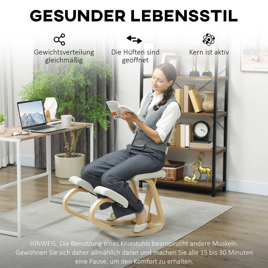Ergonomisk knælestol, knælestol, sundhedsstol til hjemmet, kontoret, meditation, creme