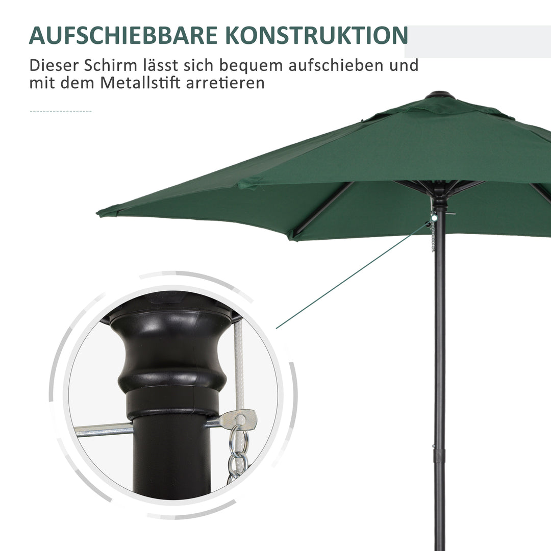 Parasol ø196 cm, sekskantet balkonparasol til strand, balkon, have, grøn