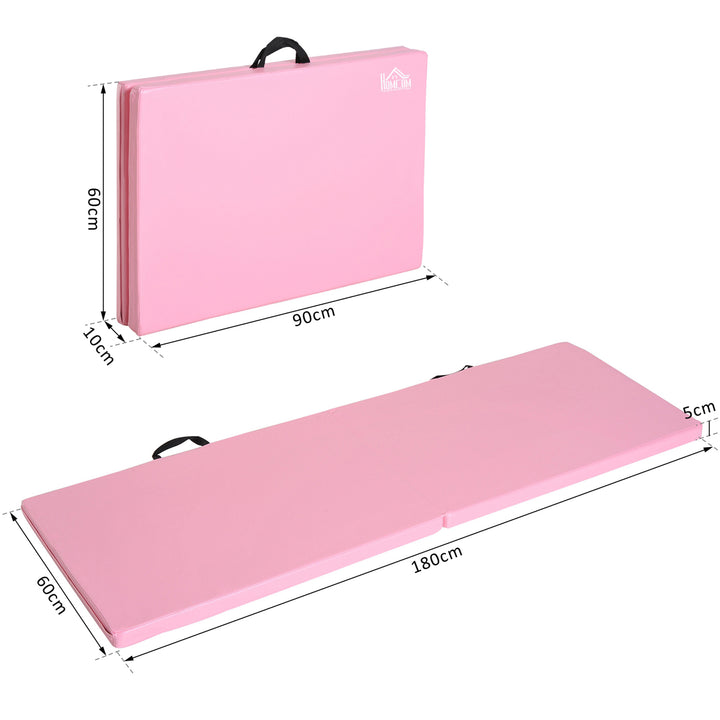 Træningsmåtte Sammenklappelig Fitnessmåtte med Håndtag Pink 180x60x5 cm
