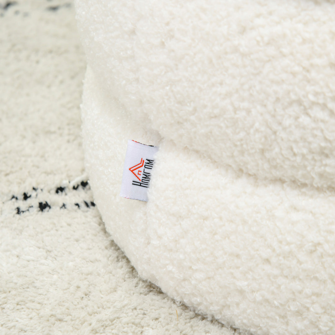 Skammel, rund, teddy fleece, op til 120 kg, ø40x45h cm, cremehvid