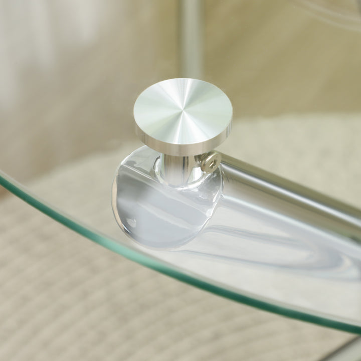 Spisebord, rund hærdet glasplade, kantløs design, til 2-4 personer, stålben, 80 x 80 x 74 cm