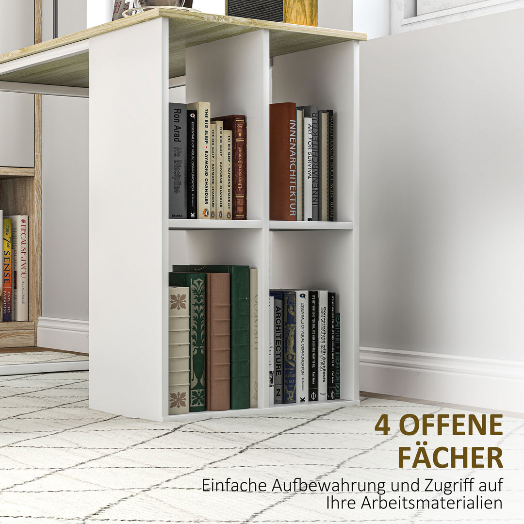 Kompakt computerbord, moderne skrivebord med opbevaringsrum, til små rum, 100 x 54 x 75 cm, hvid