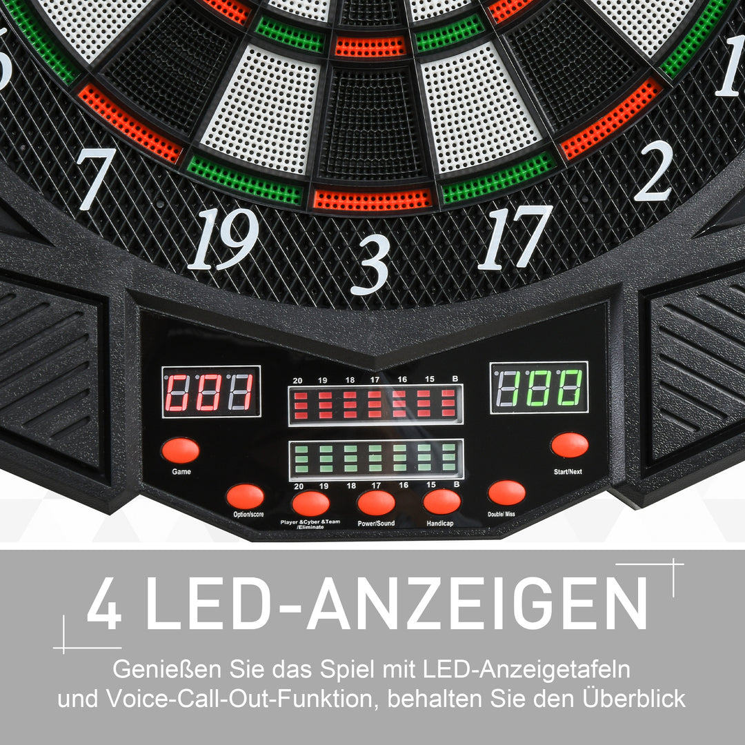 Elektronisk dartskive dartskive med stemmemeddelelser engelsk stemme led-displays 12 dart 27 spil 216 variationer dartmaskine med døre dartskivesæt til op til 8 spillere