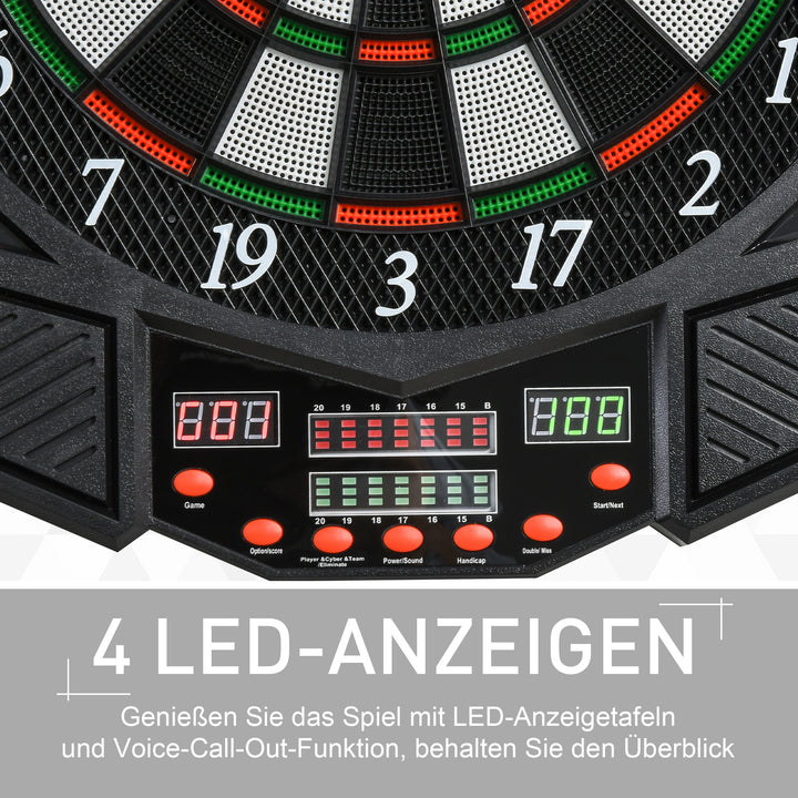 Elektronisk dartskive dartskive med stemmemeddelelser engelsk stemme led-displays 12 dart 27 spil 216 variationer dartmaskine med døre dartskivesæt til op til 8 spillere