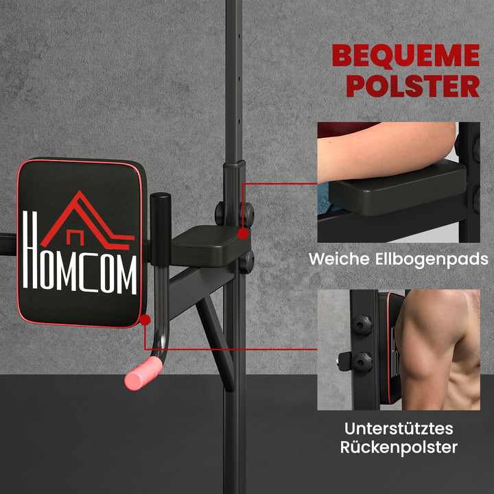 Power Tower højdejusterbar dipstation med pull-up stang, sugekopper, polstret træningsudstyr til hjemmet