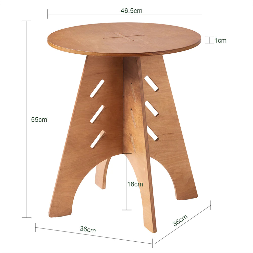 Elegant sidebord / sofabord i japandi-look, Ø36cm, brun