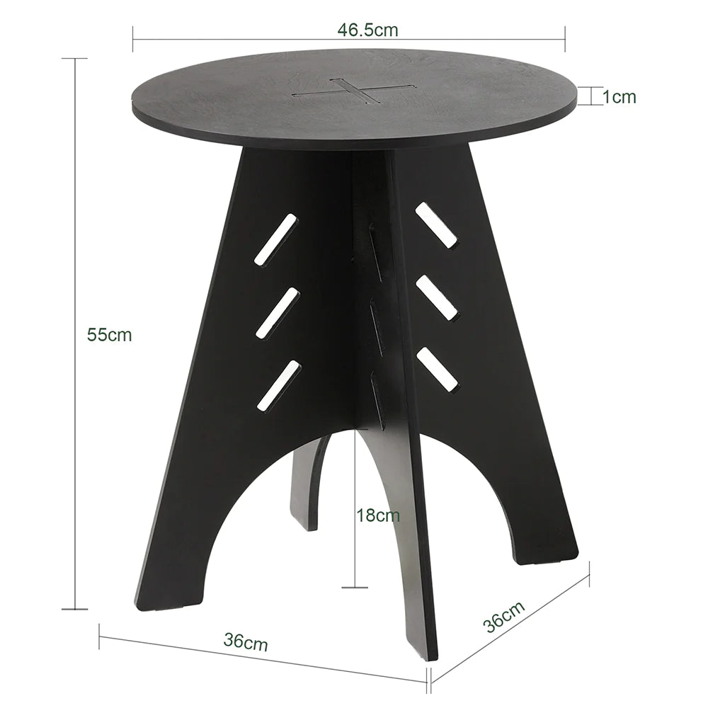 Elegant sidebord / sofabord i japandi-look, Ø36cm, sort