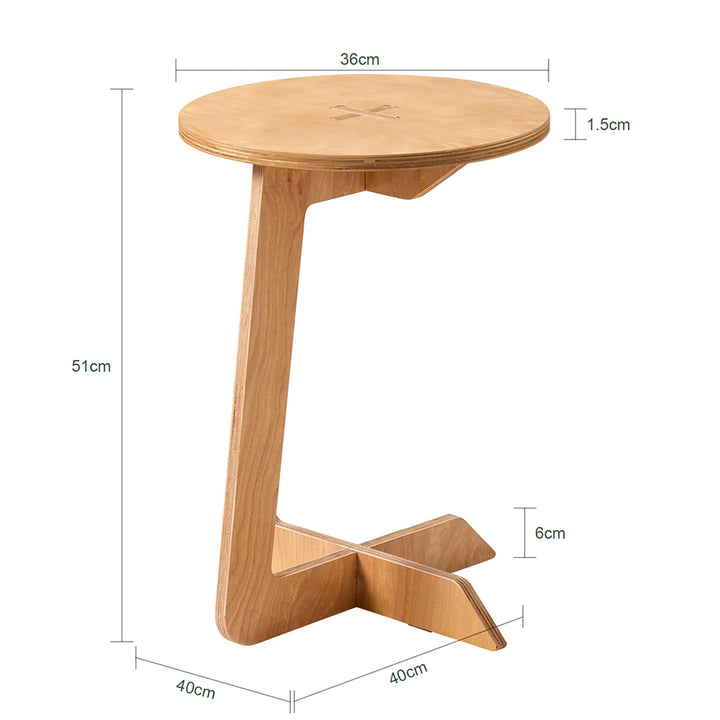 Rundt sidebord / sofabord i japandi-look, Ø40cm, ægte træ, naturfarvet