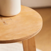 Rundt sidebord / sofabord i japandi-look, Ø40cm, ægte træ, naturfarvet
