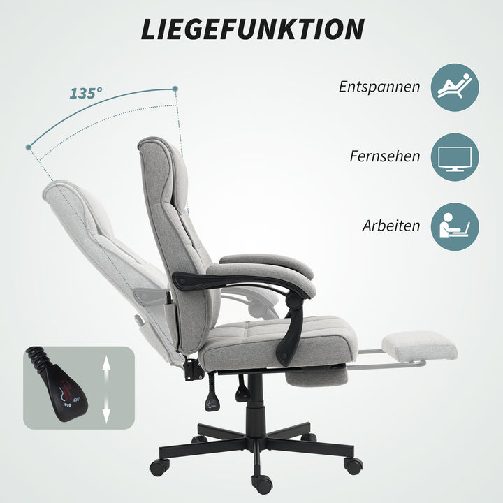 Kontorstol med massagefunktion ergonomisk lederstol med lænefunktion fodstøtte grå