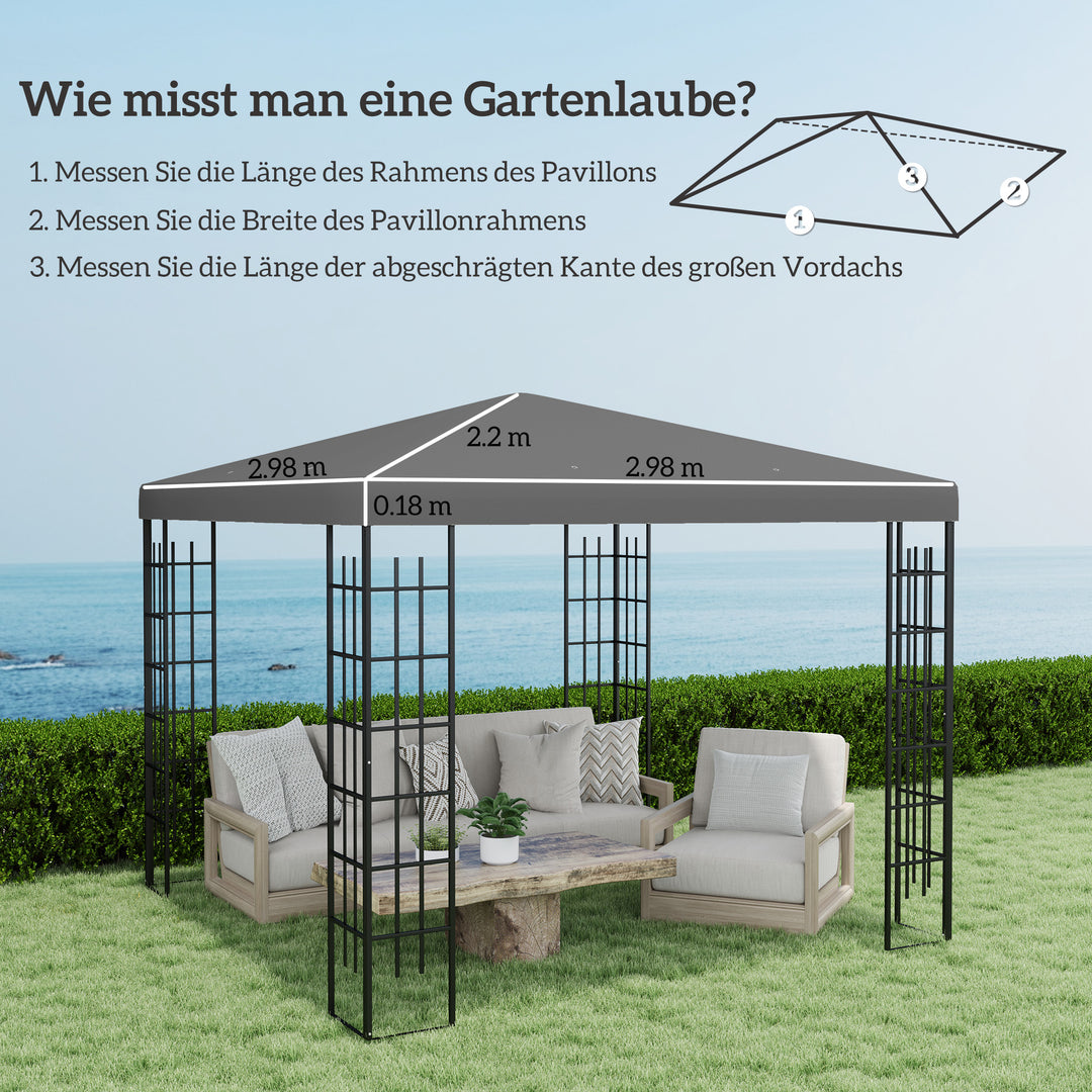 3 x 3 m reservepresenning til pavillon, presenning til havepavillon, med drænhuller, UPF30+, mørkegrå