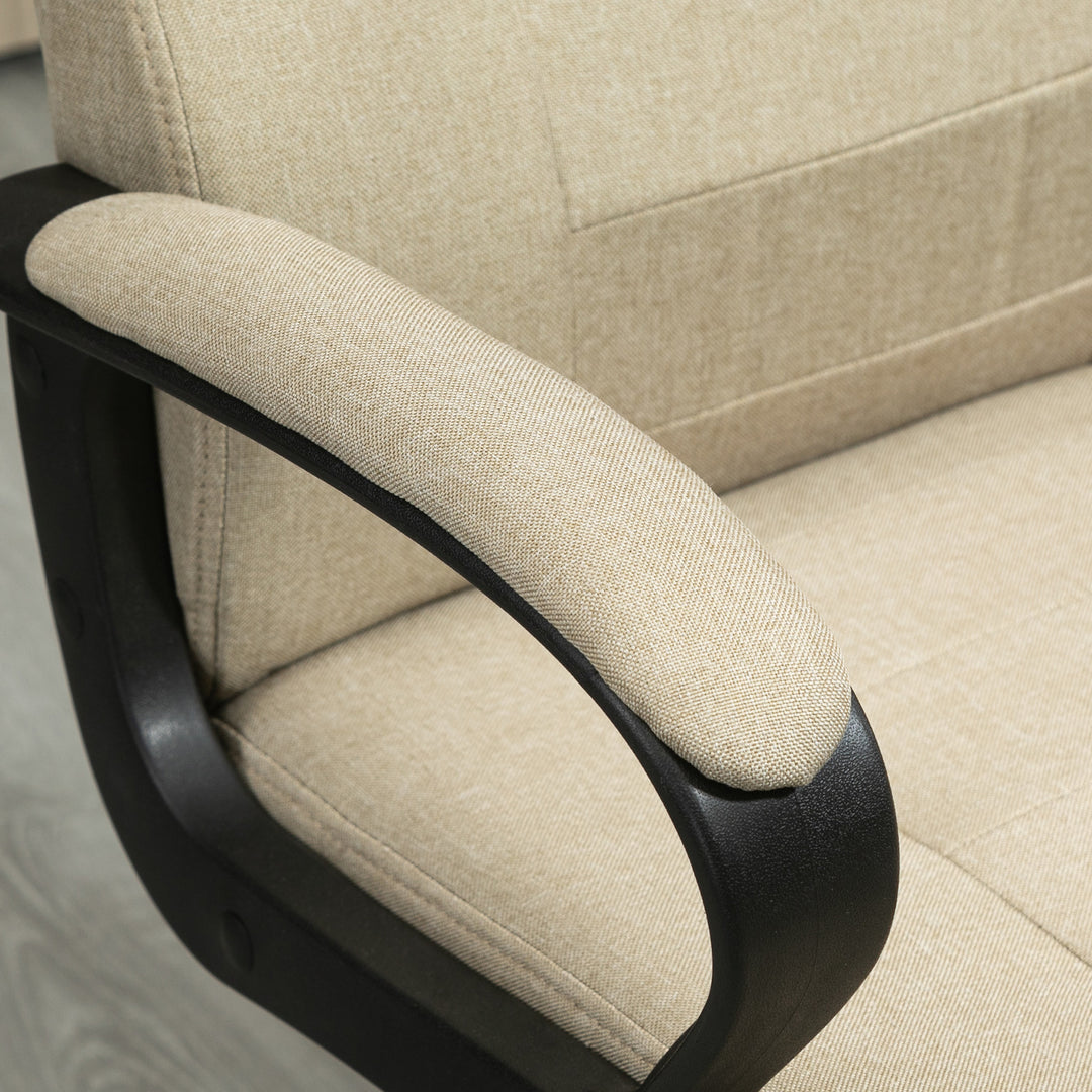 Kontorstol i linnedlook, højdejusterbar, gyngefunktion, 5 hjul, beige