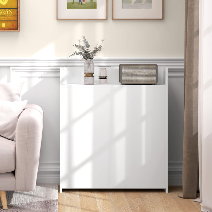 Foldbart spisebord, velegnet til små rum, med 4 diskrete hylder, foldbart køkkenbord, anti-tip funktion, hvid