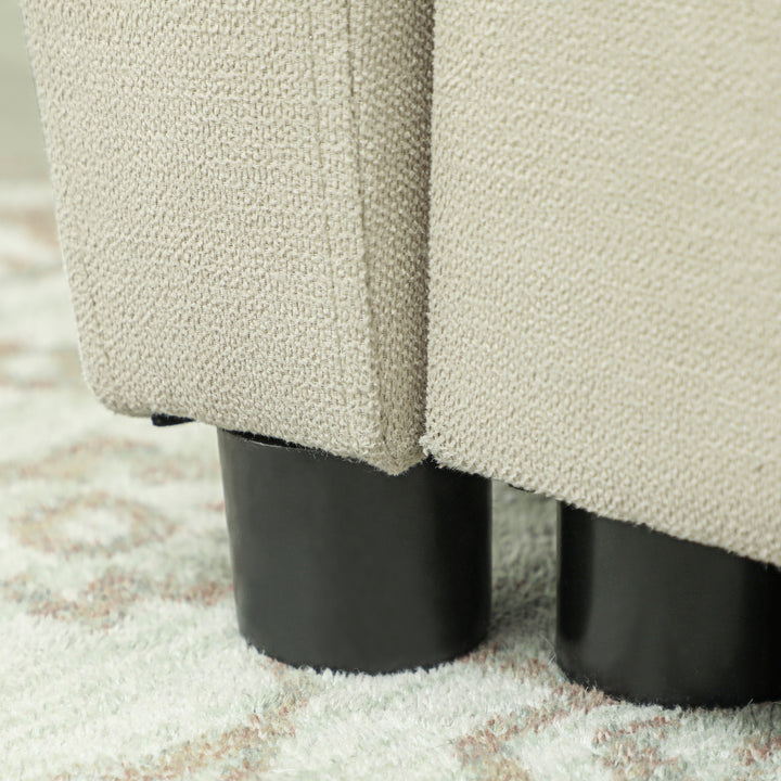 2-Personers sofa med sengefunktion, justerbar ryglæn, polstret sofa, fløjlslook, til stue, soveværelse, beige