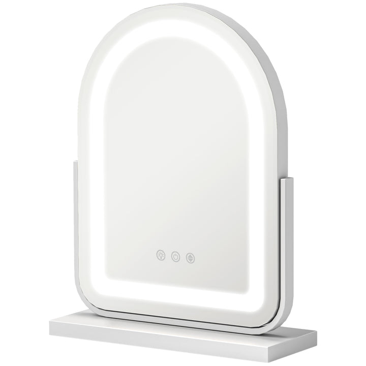 Kosmetikspejl med led-belysning, 3 lystemperaturer, drejelig, touch-betjening, hvid