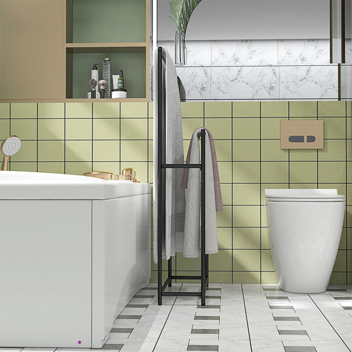 Håndklædetørrer, fritstående, 2 stænger, rustfri, 66x20x110cm, sort