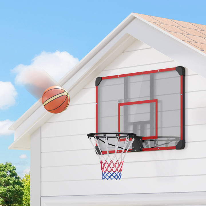 Vægmonteret basketballkurv, indendørs/udendørs, robust pc-bagplade, nylonnet, stålring, 113 x 61 x 73 cm