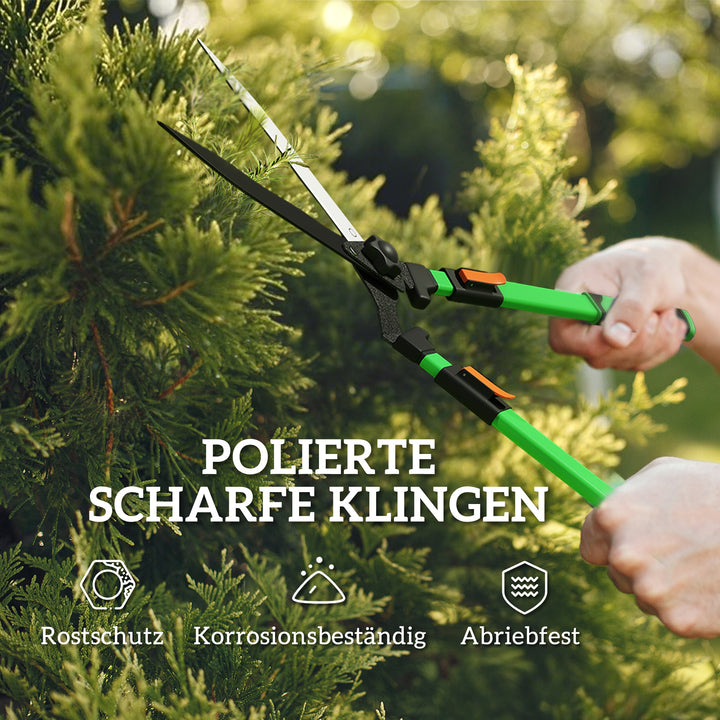 Hækkeklippersæt 2-delt havesaks med klingelængde 90 cm beskæresaks med metalklinger, udtrækkeligt håndtag