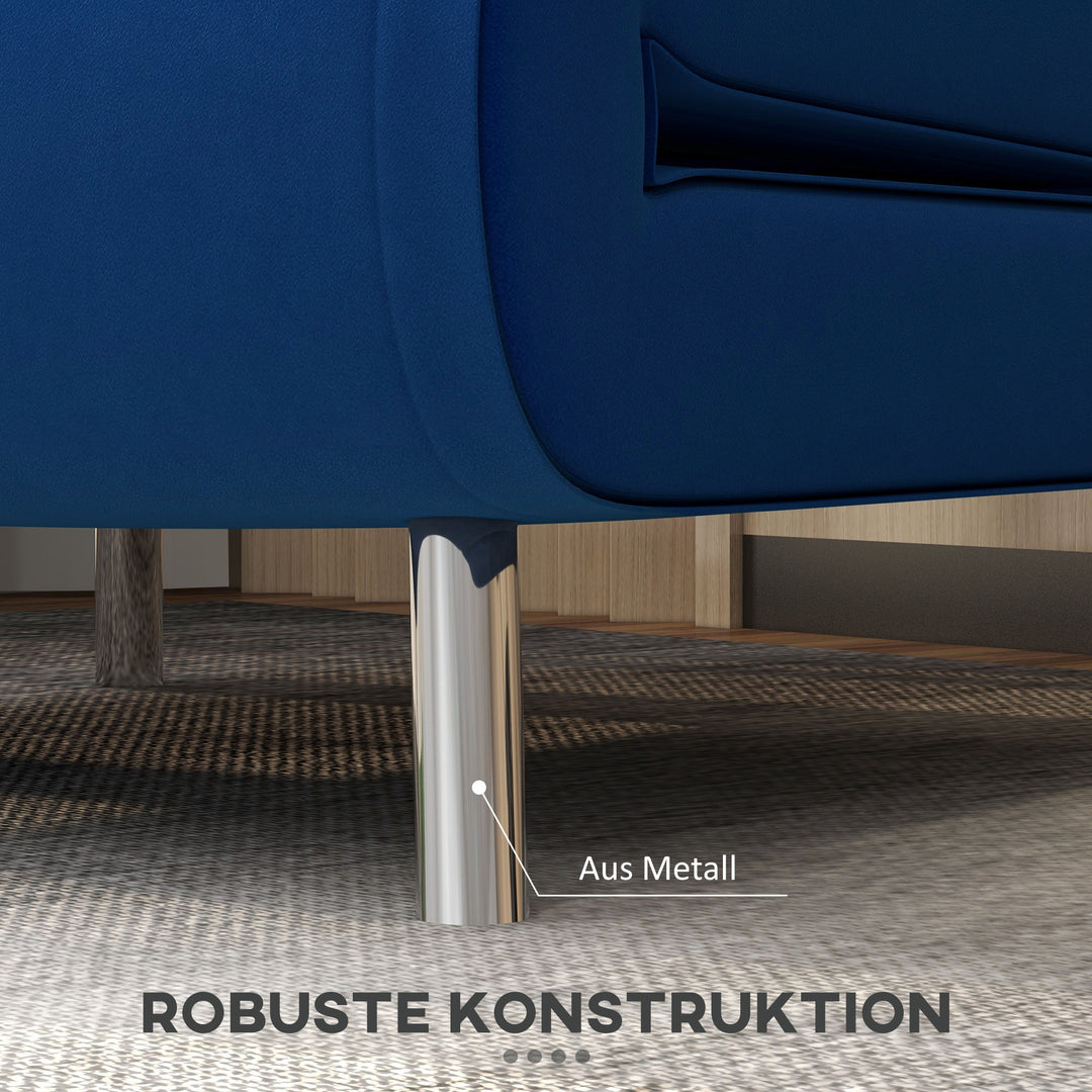 Lænestol med lænefunktion, knapsyninger, linnedlook, 77 cm x 88 cm x 83 cm, blå