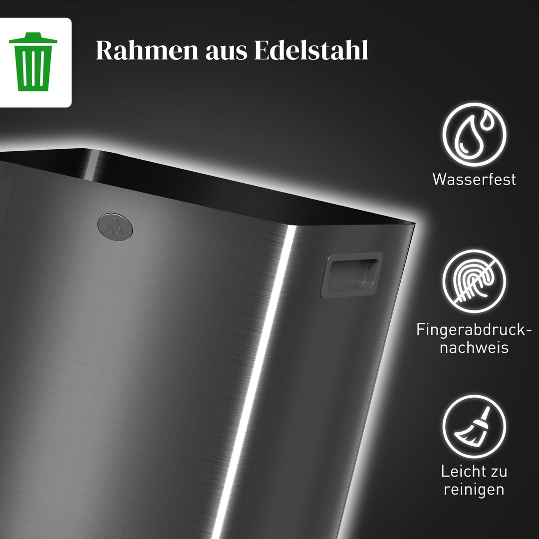 2 x 20 L dobbelte affaldsbeholdere, pedalåbning, nem at rengøre, rustfrit stål, plastik, sort