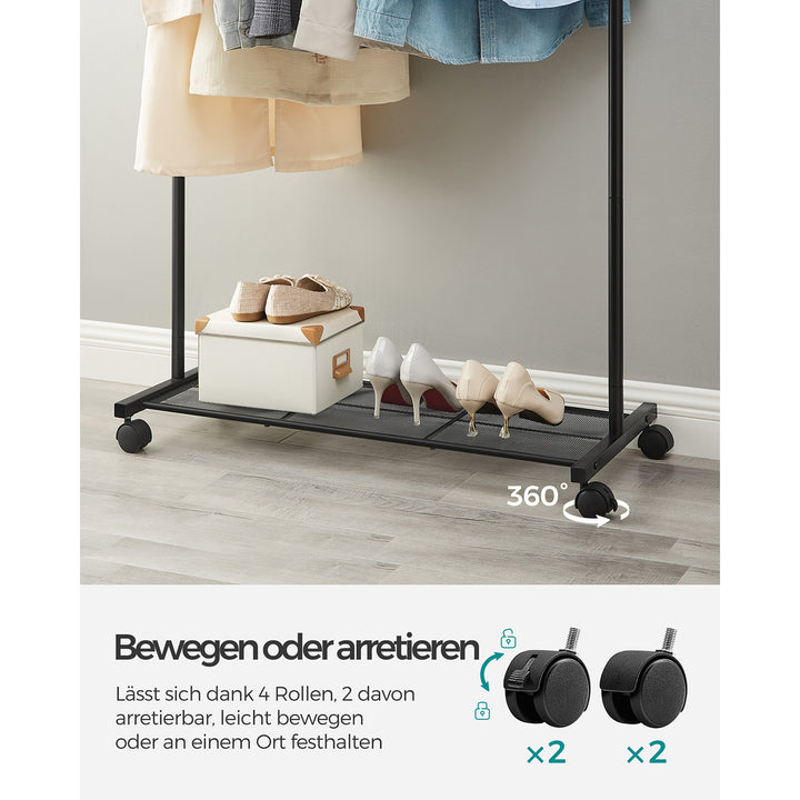 Rullende garderobe / tøjstativ, dit personlige showroom, sort