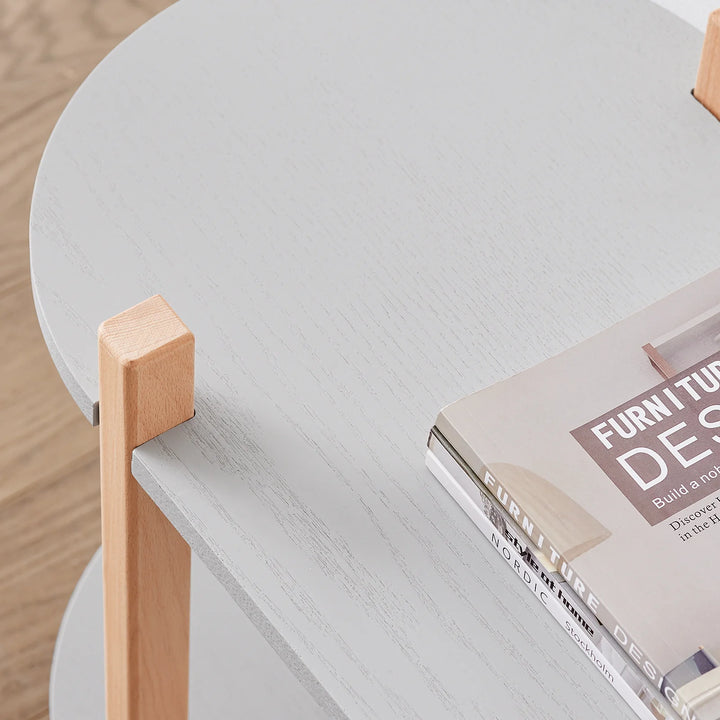 Konsolbord med 2 hylder, L100 x B33 x H52 cm, MDF og bøgetræ, grå