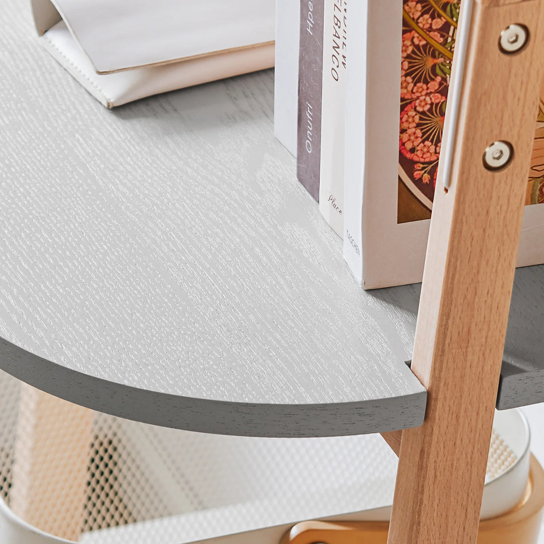 Smuk og elegant stigereol med 4 hylder, L44xH169xB39 cm, lysegrå