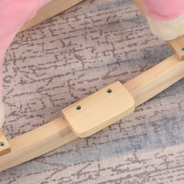 Børnegyngehest babygyngehest med dyrelyde legetøjshåndtag til 36-72 måneder plys pink 65 x 32,5 x 61 cm