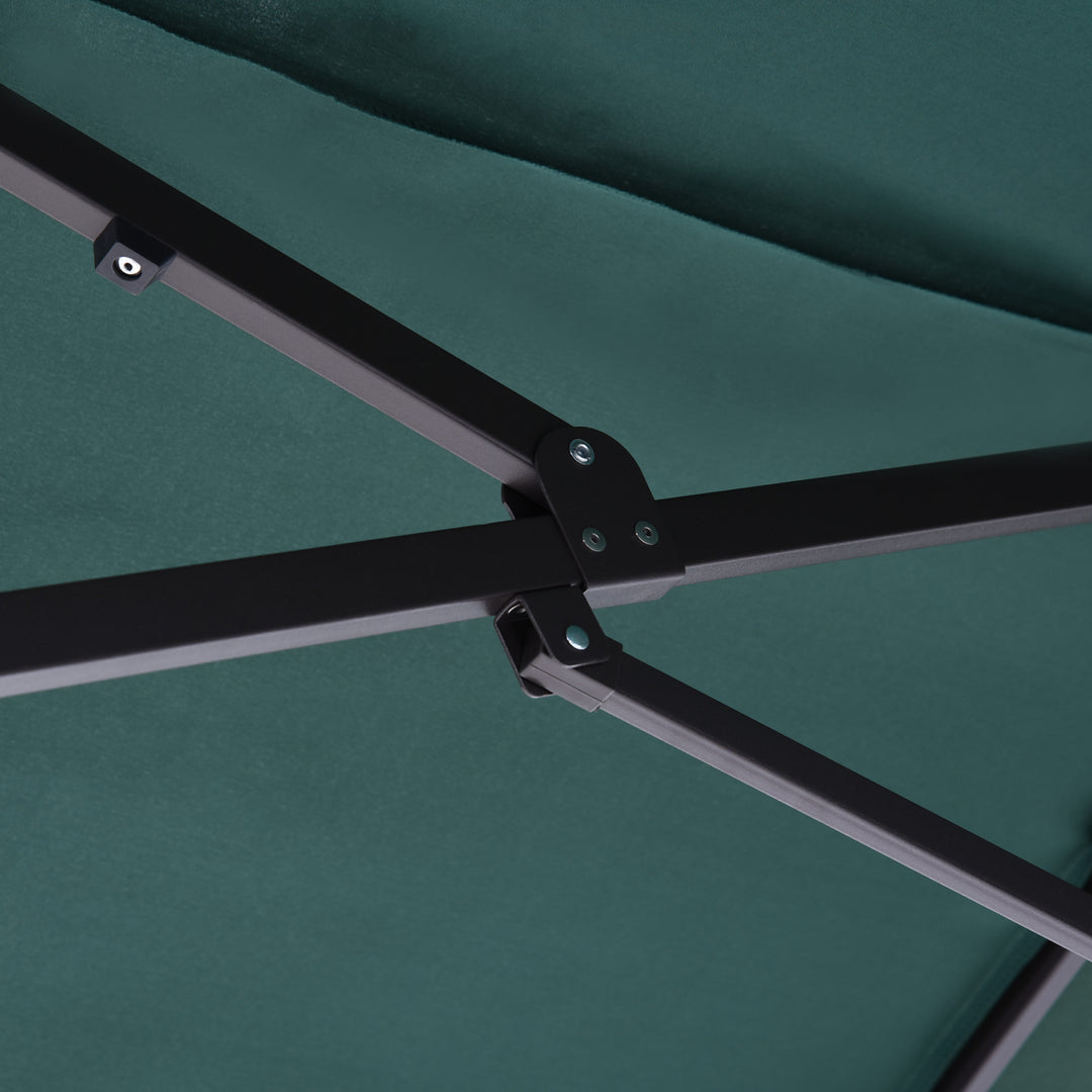 Parasol haveparasol markedsparasol dobbelt parasol terrasseparasol med håndsving mørkegrøn oval 460 x 270 x 240 cm