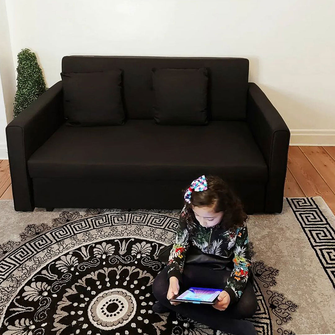 2-Personers sovesofa med skjult opbevaring, polycotton, mørkegrå