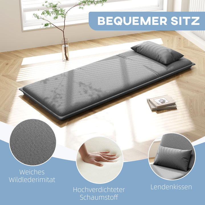 Gulvstol, 3-i-1 design, justerbar gulvstol, chaiselong til stue, soveværelse, gæsteværelse, kontor, grå