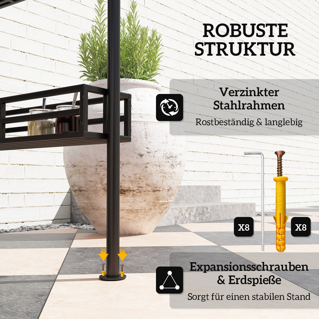 Grilltelt, bbq-telt, havepavillon med 2 hylder, opbevaringskurve, kroge, til terrasse, beige