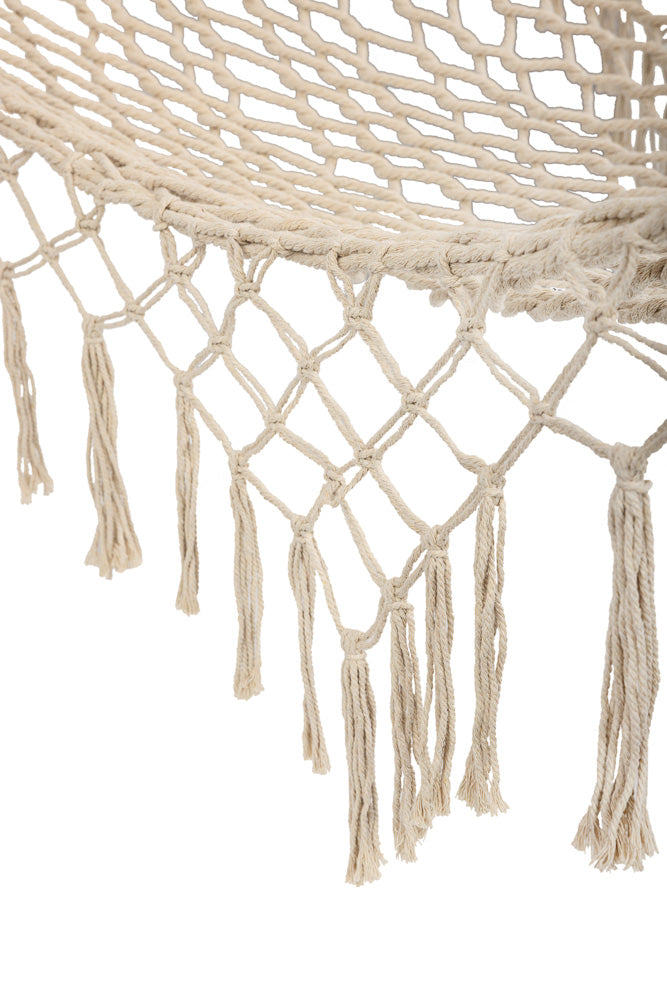 Havehængekøje boho mesh kvast 200cm ecru