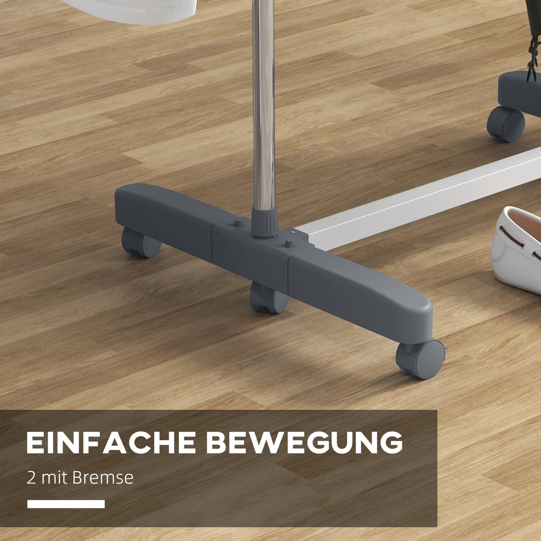 Tørrestativ. 4 niveauer, foldbar, et-klik-system, 142 cm x 55 cm x 152 cm, blå + sølv