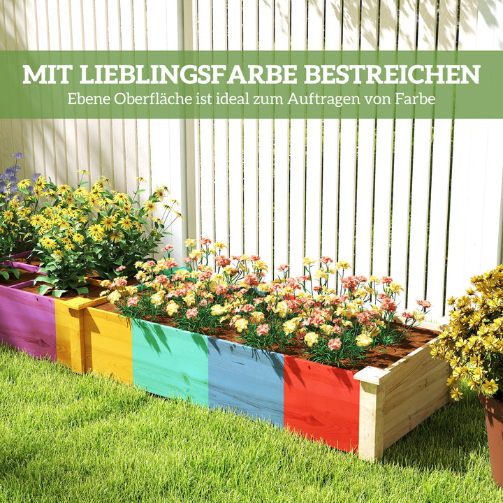 Højbed, plantekasse, 2-delt, åben bund, ramme af naturtræ, nem montering, 237 x 60 x 25 cm