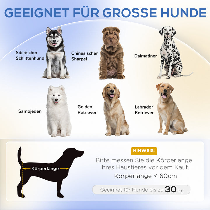 Hundesofa til store hunde op til 30 kg, polstret, ben af fyrretræ, 98 x 67 x 25 cm, grå