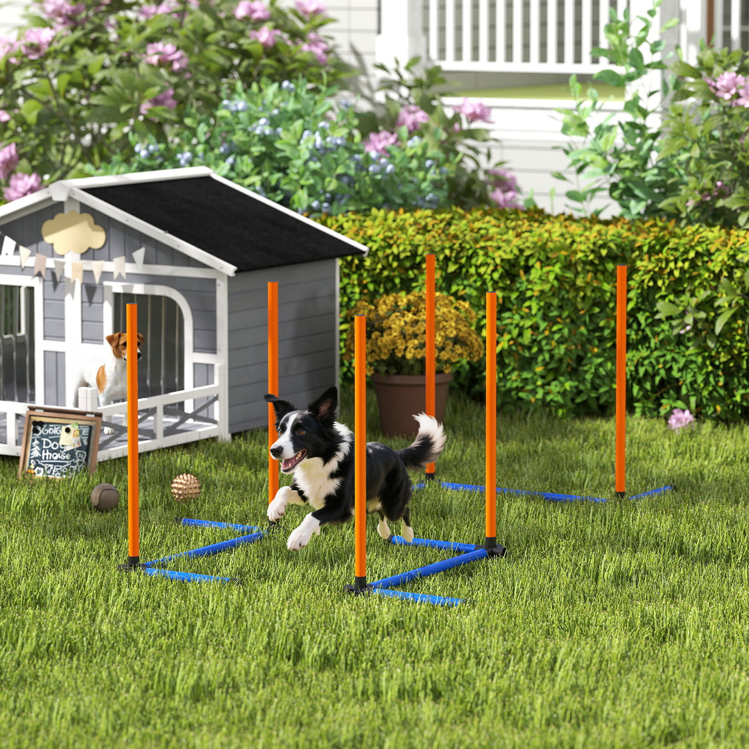 Agilitysæt til hunde, 3-delt agilityudstyr med slalomstave, bæretaske, træningssæt til alle hundestørrelser, orange