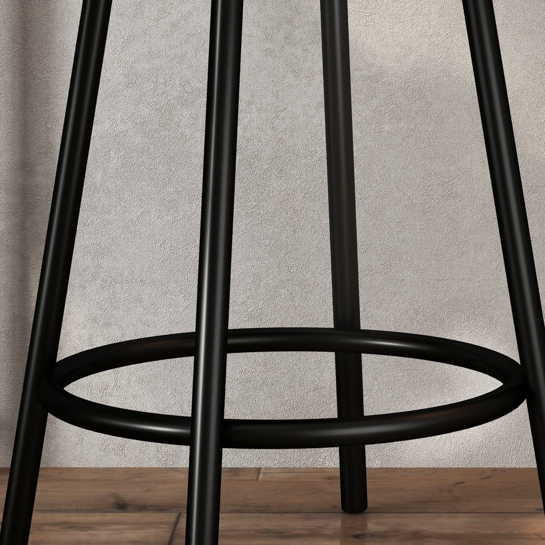 3-Delt spisebordssæt med barbord og 2 stole, lille køkkensæt med sidehylder, mdf, metal, sort