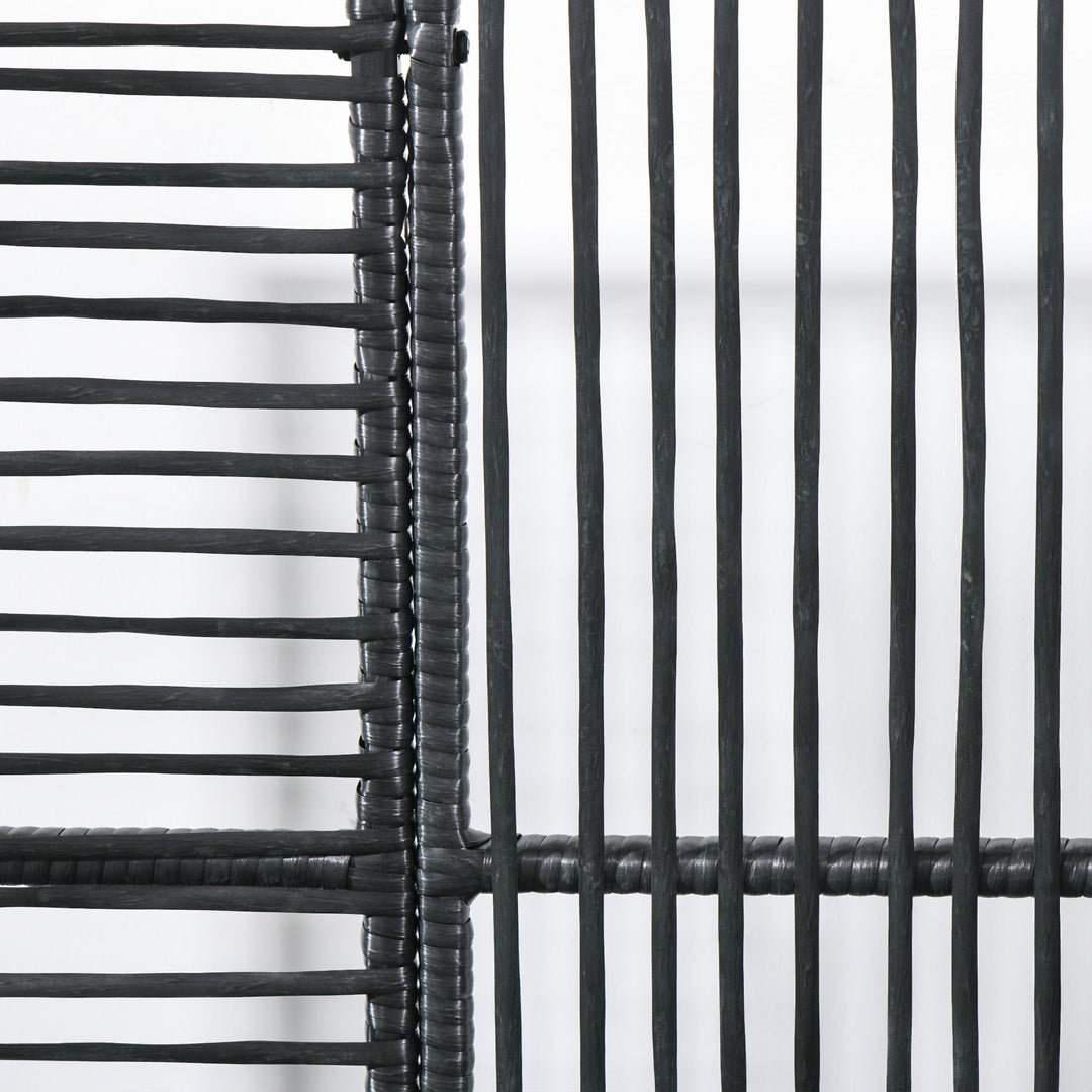 Blomsterkasse med espalier, vejrbestandig, polyrattan, 103 x 103 x 29 cm, sort