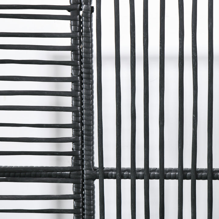 Blomsterkasse med espalier, vejrbestandig, polyrattan, 103 x 103 x 29 cm, sort