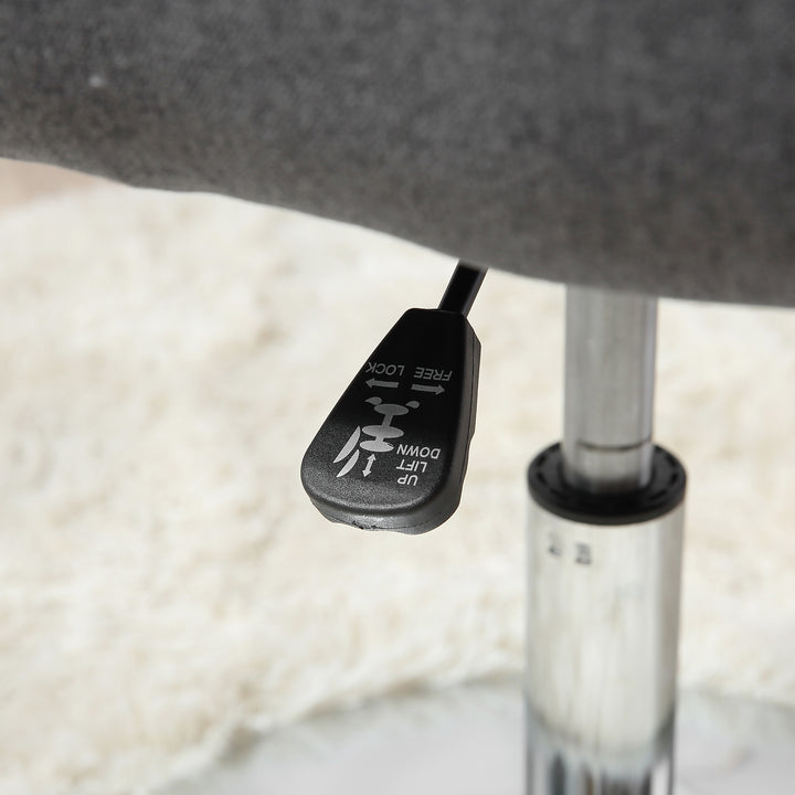 Drejestol, højdejusterbar kontorstol, hørlignende polyester, metal, 60 x 60 x 79-91 cm, mørkegrå